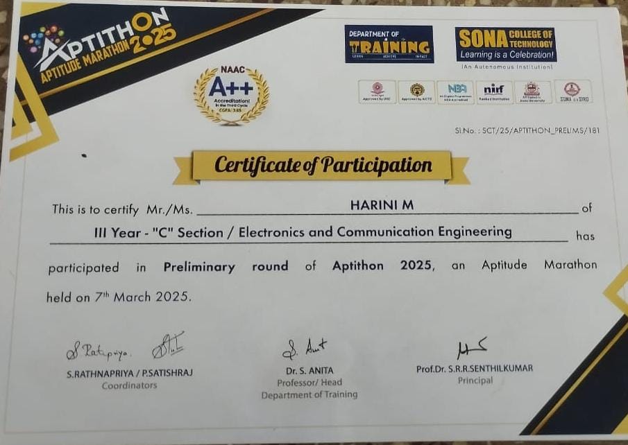Aptitude Marathon Certificate